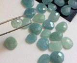 11-14mm Aquamarine Rose Cut Cabochons, Natural Aquamarine Flat Back Cabochons