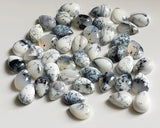 10x12mm Dendrite Opal Pear Cabochon, Natural Dendrite Opal Plain Pear Flat Back