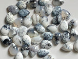 10x14mm Dendrite Opal Pear Cabochon, Natural Dendrite Opal Plain Pear Flat Back