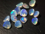 8mm Ethiopian Opal Faceted Heart Cut Stone, Ethiopian Welo Fire Opal Faceted