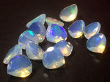 8mm Ethiopian Opal Faceted Heart Cut Stone, Ethiopian Welo Fire Opal Faceted