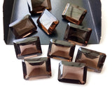 10 Pcs Smoky Quartz Emerald Cut Stones, Natural Smoky Quartz Rectangle Cut Loose Gemstone For Jewelry (4x6mm To 8x10mm)