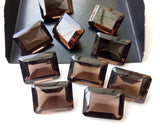 10 Pcs Smoky Quartz Emerald Cut Stone, Natural Smoky Quartz Rectangle Cut Loose Gemstone For Jewelry (9x11mm To 15x20mm)