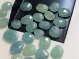 11-14mm Aquamarine Rose Cut Cabochons, Natural Aquamarine Flat Back Cabochons