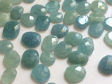 11-14mm Aquamarine Rose Cut Cabochons, Natural Aquamarine Flat Back Cabochons