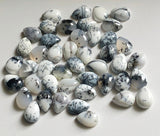 10x12mm Dendrite Opal Pear Cabochon, Natural Dendrite Opal Plain Pear Flat Back
