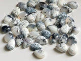10x14mm Dendrite Opal Pear Cabochon, Natural Dendrite Opal Plain Pear Flat Back