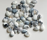 10x12mm Dendrite Opal Pear Cabochon, Natural Dendrite Opal Plain Pear Flat Back