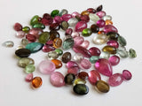 3-9mm Tourmaline Plain Mix Shape Cabochons, Natural Multi Tourmaline Flat Back