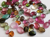 3-9mm Tourmaline Plain Mix Shape Cabochons, Natural Multi Tourmaline Flat Back
