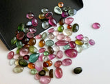 3-9mm Tourmaline Plain Mix Shape Cabochons, Natural Multi Tourmaline Flat Back