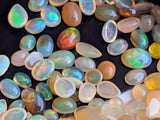 3-7mm Ethiopian Opal Plain Flat Back Cabochons, Natural Ethiopian Opal Oval