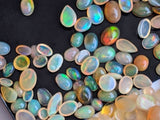3-7mm Ethiopian Opal Plain Flat Back Cabochons, Natural Ethiopian Opal Oval