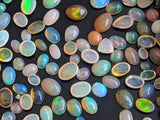 3-7mm Ethiopian Opal Plain Flat Back Cabochons, Natural Ethiopian Opal Oval