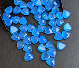 8.5mm Blue Chalcedony Fancy Trillion Cut Rose Cut Cabochon,Trillion Flat Back