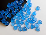 8.5mm Blue Chalcedony Fancy Trillion Cut Rose Cut Cabochon,Trillion Flat Back