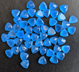 8.5mm Blue Chalcedony Fancy Trillion Cut Rose Cut Cabochon,Trillion Flat Back