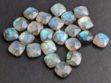 10mm Labradorite Cushion Cut Stones, Natural Labradorite Both Side Faceted