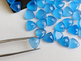 8.5mm Blue Chalcedony Fancy Trillion Cut Rose Cut Cabochon,Trillion Flat Back