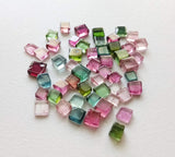 3-4mm Multi Tourmaline Plain Square Cabochons, Natural Square Flat back