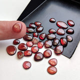 6-10mm Garnet Cabochons, 5 Pcs Natural Plain Free Form Shape Garnet Flat Back