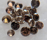 Solitaire Diamond, 3-3.5mm Cognac Polished 5 Pcs Brown Faceted Brilliant Round Cut Diamond for Ring - PDD792