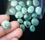9-12mm Emerald Plain Cabochons, Natural Emerald Plain Flat Back Cabochons