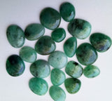 9-12mm Emerald Plain Cabochons, Natural Emerald Plain Flat Back Cabochons