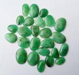 9-12mm Emerald Plain Cabochons, Natural Emerald Free Form Flat Back Cabochons