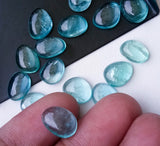 8-10mm Blue Apatite Cabochons, 5 Pcs Natural Plain Free Form Shape Blue Apatite