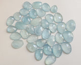 14-16mm Aquamarine Rose Cut Cabochons, Natural Faceted Free Form Shape