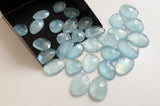 12-14mm Aquamarine Rose Cut Flat Back Cabochons, 2 Pcs Natural Aquamarine
