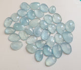12-14mm Aquamarine Rose Cut Flat Back Cabochons, 2 Pcs Natural Aquamarine