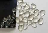 10.5-13mm Green Amethyst Cabochons, Natural Faceted Free Form Shape Green