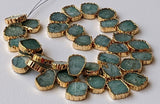 12-13mm Electroplated Light Natural Emerald Beads Slices For Necklace (5Pcs To 1OPcs) - PDG307