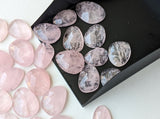 17-19mm Morganite Rose Cut Cabochons, 2 Pcs Loose Natural Faceted Morganite Gemstones Flat Back Cabochons - PNT55B