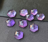 7-7.5mm Amethyst Faceted Hexagon Flat Back Cabochons, Amethyst Rose Cut Hexagon
