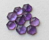 7-7.5mm Amethyst Faceted Hexagon Flat Back Cabochons, Amethyst Rose Cut Hexagon