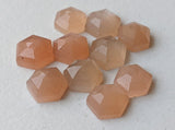 6.5-7mm Peach Moonstone Faceted Hexagon Flat Back Cabochons, Moonstone Rose Cut