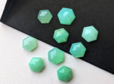 6-7.5mm Chrysoprase Faceted Hexagon Flat Back Cabochons, Chrysoprase Rose Cut