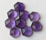 7-7.5mm Amethyst Faceted Hexagon Flat Back Cabochons, Amethyst Rose Cut Hexagon