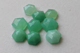 6-7.5mm Chrysoprase Faceted Hexagon Flat Back Cabochons, Chrysoprase Rose Cut