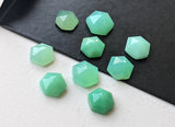 6-7.5mm Chrysoprase Faceted Hexagon Flat Back Cabochons, Chrysoprase Rose Cut