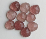 10mm Strawberry Quartz Cabochons, Natural Strawberry Faceted Heart Shaped