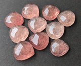 10mm Strawberry Quartz Cabochons, Natural Strawberry Faceted Heart Shaped