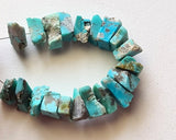 8.5-12mm Arizona Turquoise Rough Beads, Natural Raw Loose Rough Turquoise Gemstones for Necklace, 12 Pc - PDG324A