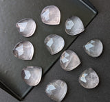 9.5-10mm Rose Quartz Cabochons, Natural Rose Quartz Faceted Heart Shaped