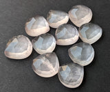 9.5-10mm Rose Quartz Cabochons, Natural Rose Quartz Faceted Heart Shaped