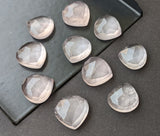 9.5-10mm Rose Quartz Cabochons, Natural Rose Quartz Faceted Heart Shaped