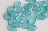 10x14mm Aquamarine Chalcedony Rose Cut Pear Flat Back Cabochons Aqua Chalcedony